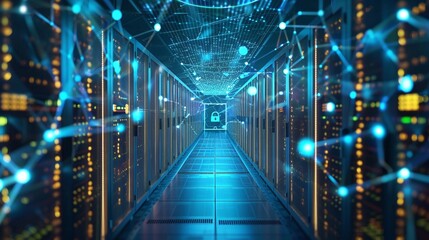 cyber network security, padlock data server security