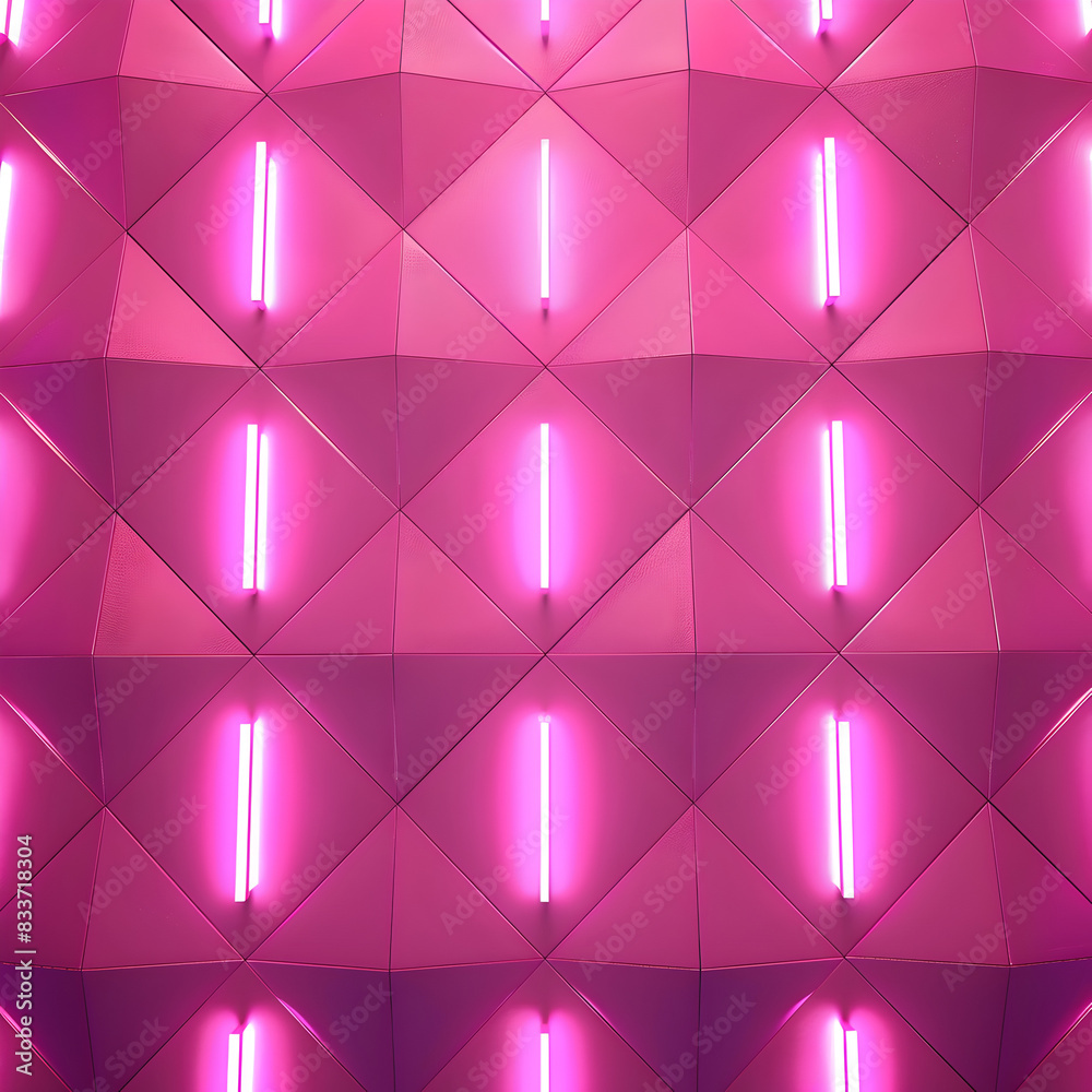 Wall mural the image is a pink background with neon lights that spell out the letters 