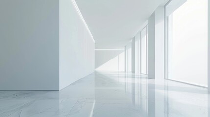 Obraz premium Abstract architectural composition with smooth white surfaces and ample empty space, highlighting modern design