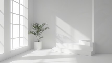 Fototapeta premium Abstract composition showcasing pristine white surfaces with ample clean space, ideal for minimalist themes