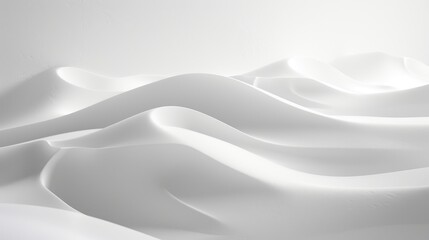 Obraz premium Abstract composition featuring flowing white wave surfaces on a clear background, evoking a sense of tranquility and elegance.