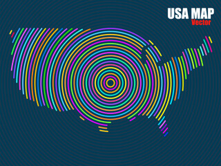 Abstract USA map of radial lines