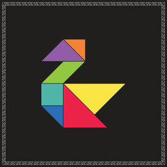 Tangram Puzzle Cygnet Vector Colorful Geometric Illustration