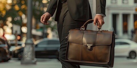 Businessman with Briefcase in City
