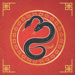 Obraz premium chinese new years iconic that combines a fierce snake head and chinese elemen