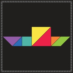 Obraz premium Tangram Puzzle Container ship Vector Colorful Geometric Illustration