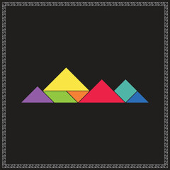 Tangram Puzzle Mountain belt Vector Colorful Geometric Illustration