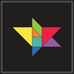 Tangram Puzzle Star Vector Colorful Geometric Illustration