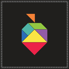 Tangram Puzzle Radish Vector Colorful Geometric Illustration