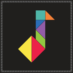Tangram Puzzle Musical note Vector Colorful Geometric Illustration