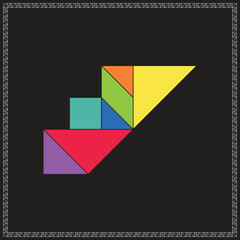 Tangram Puzzle Stairway Vector Colorful Geometric Illustration