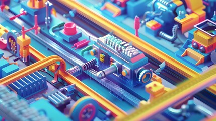 Illustration of Developing interconnected, flexible manufacturing systems that can adapt to changing production demands in real-time. Ai Generate.