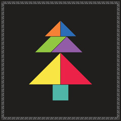 Tangram Puzzle Larch Vector Colorful Geometric Illustration
