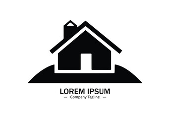 House Logo Design icon vector silhouette isolated