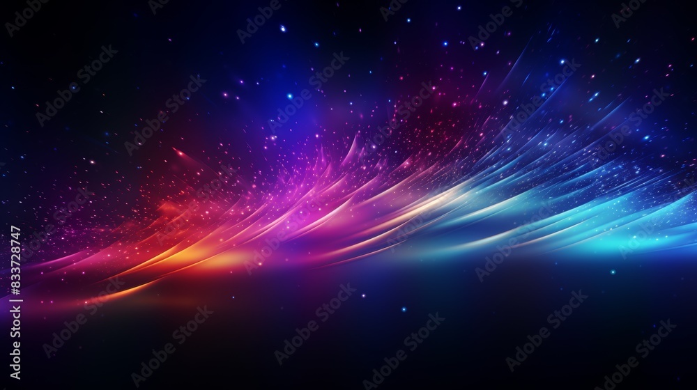Aufkleber a mesmerizing abstract multicolor spectrum pulsating and glowing within a dark, starry night sky.
