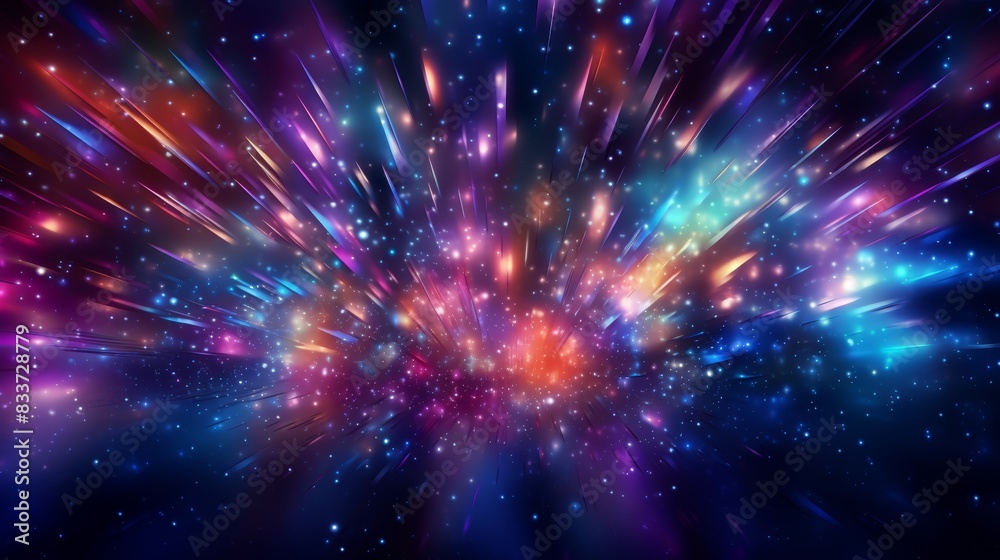 Aufkleber a mesmerizing abstract multicolor spectrum pulsating and glowing within a dark, starry night sky.