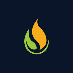abstract logo design. fire and leaf symbols