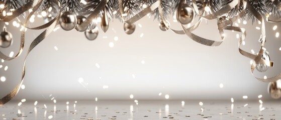 silver christmas decoration concept , copy space background for banner