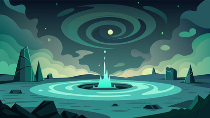 Fototapeta premium With eerie fog swirling above the cooling pond appears to be a mystical gateway to another dimension yet it holds only the potential dangers of. Vector illustration
