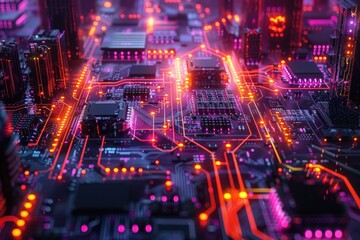 Obraz premium Abstract frottage with rubbings of circuit boards, computer components, and technology, futuristic and digital, 4k