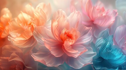 Fototapeta premium Impressionistic abstract artwork with a soft and blurred appearance, creating a dreamy and ethereal atmosphere, as colors and forms blend together in a poetic and introspective visual experience.