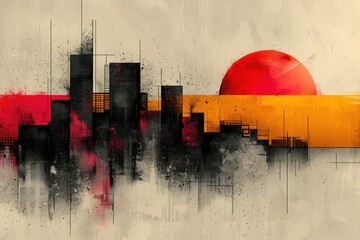 Abstract digital illustration with a minimalistic approach, employing clean lines and bold colors, capturing the essence of simplicity and elegance in the expression of abstract ideas and emotions.