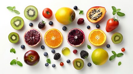 A Vibrant Collection of Fresh Fruits and Vegetables, Arranged for a Colorful and Healthy Display.