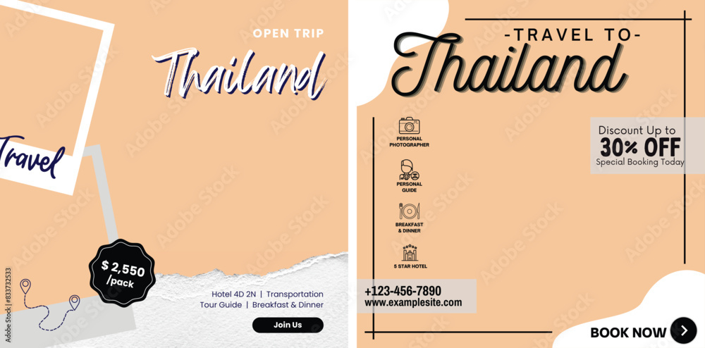 Poster set of travel sale social media post template collection. social media ads vector templates fully ed - Posters