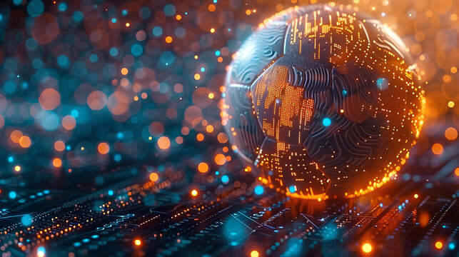 Abstract image presenting a soccer ball with digital analytics interface, symbolizing online sports betting and data analysis
