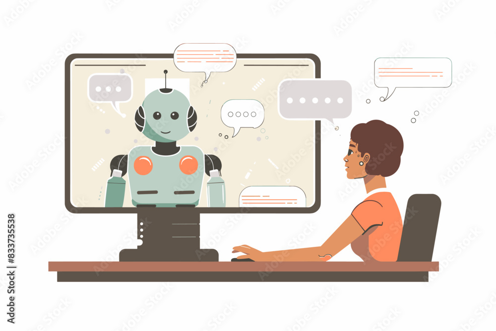 Fototapete ai technology concept. people and artificial intelligence robots communication human using text and 
