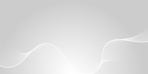 Gray and white abstract background with flowing particles. Digital future technology concept. Abstract white paper wave background and abstract gradient and white wave curve lines.	