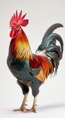 Fototapeta premium Rooster on a plain white background ai generated