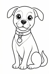 Fototapeta premium Cute dog kids coloring page book, black and white line art