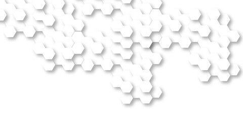 Abstract pattern with hexagonal white and gray technology line paper background. Hexagonal grid...