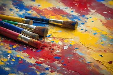 Fototapeta premium paints and brushes