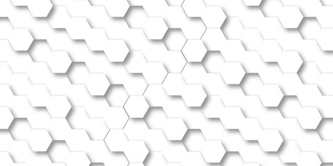 Abstract pattern with hexagonal white and gray technology line paper background. Hexagonal grid...