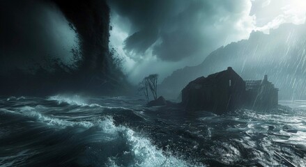 Tornado hurricane twister or cyclone storm, image whirlwind or wind. natural disaster concept.