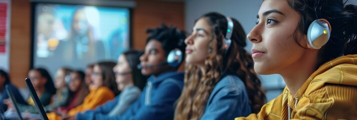 Diverse students participating in an electronic vocational training program