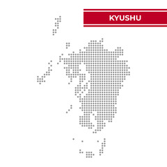 Obraz premium Dotted map of Kyushu Region in Japan