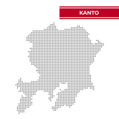 Dotted map of Kanto Region in Japan