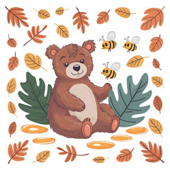 pattern with bear and bee