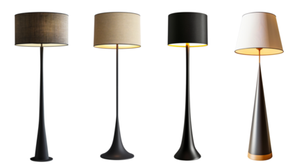 set of modern floor lamps for living rooms isolated on transparent or white background
