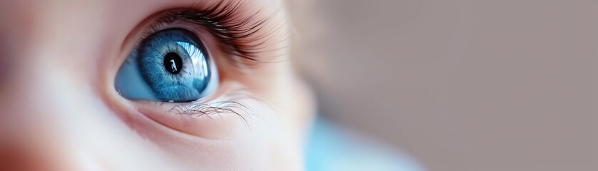 Close-up of a child's blue eye, showcasing vibrant color and details. Perfect for medical, vision, and health-related imagery.