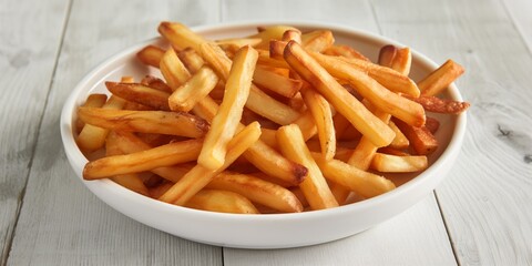 french fries in a white bowl