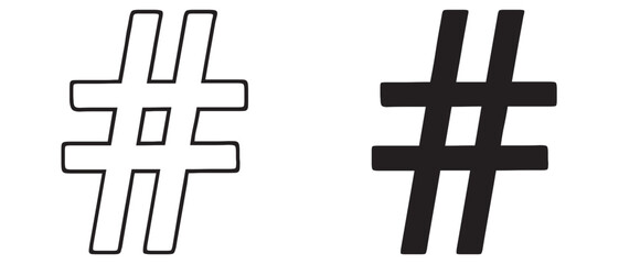 Obraz premium Hashtags icon vector, hashtag sign and symbol isolated on white background, black hashtag icon.vector illustration.