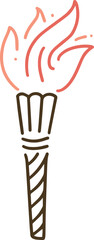 Torch Olympics sports outline doodle red orange