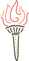 Torch Olympics sports outline doodle red orange