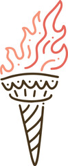 Torch Olympics sports outline doodle red orange