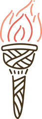 Torch Olympics sports outline doodle red orange