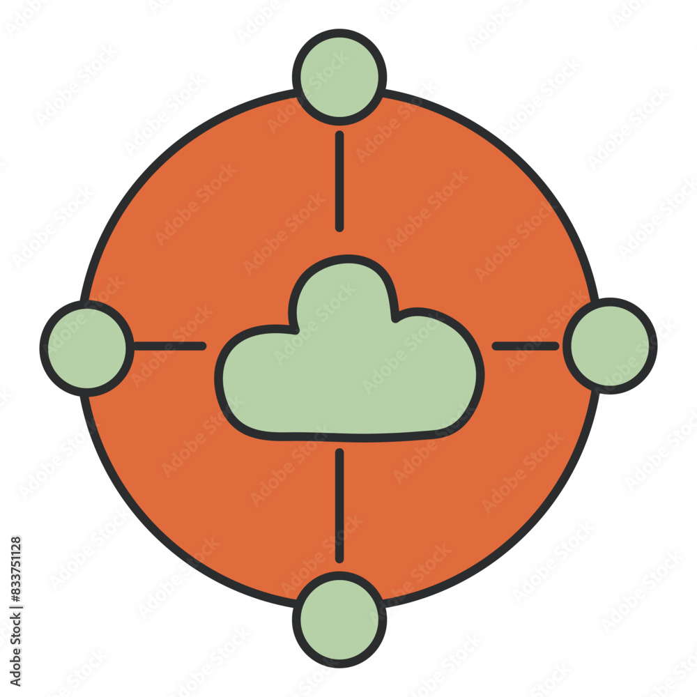 Wall mural A flat design icon of cloud target

